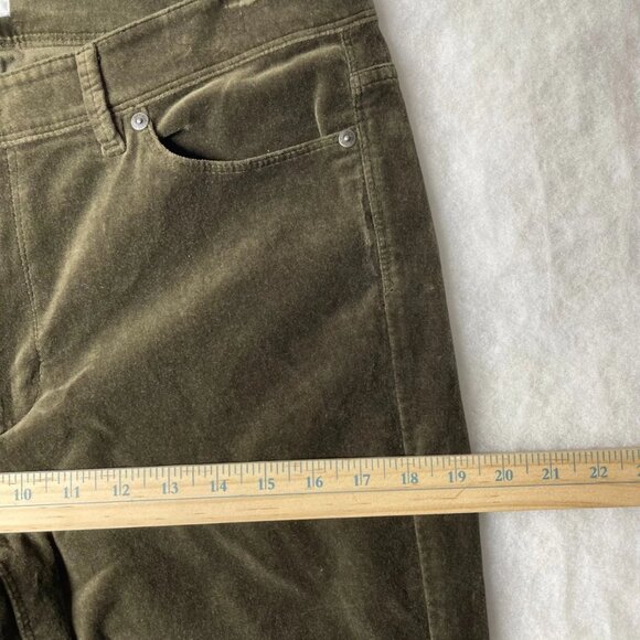 J. Jill Womens Olive Green Flat Front Pocket Velvet Straight Leg Pants Size 12 - Picture 7 of 10